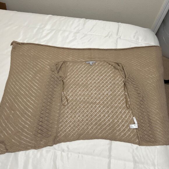 VTG Loose Weave Wrap Cardigan Shawl Sweater ANGORA Blend Beach Cover Up XS/S - Picture 10 of 14